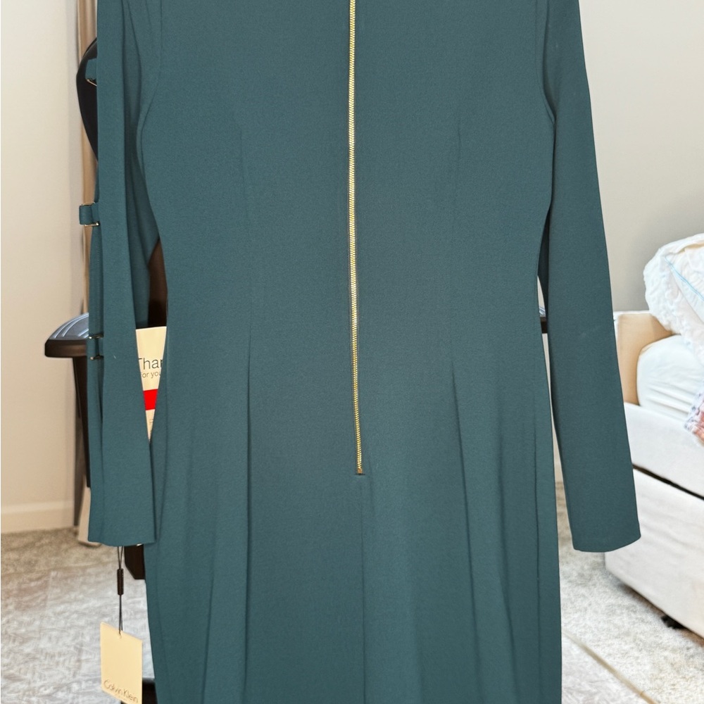 Calvin Klein Long Sleeve Teal Dress - Picture 2 of 4